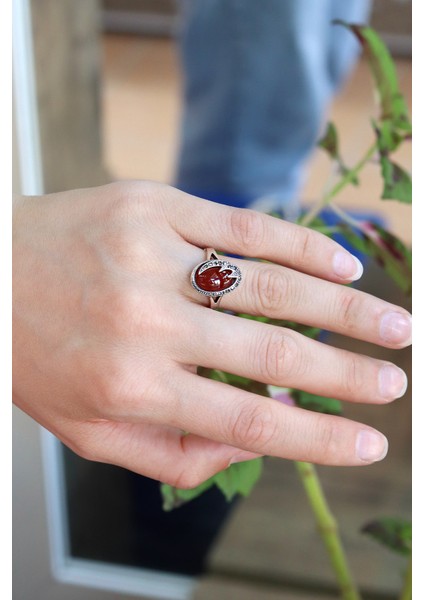 Akik Taşlı Şimşek Model 925 Ayar Gümüş Markazit Kadın Yüzük 201024215 modelleri