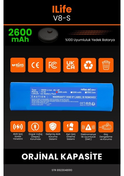 İlife V8S 2600mAh Robot Süpürge Bataryası - Koruma Katmanlı Batarya Teknolojisi modelleri