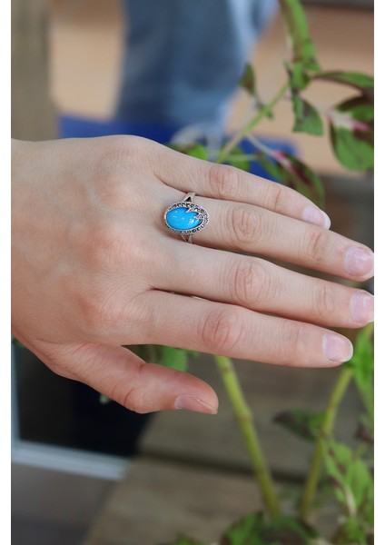 Firuze Taşlı Şimşek Model 925 Ayar Gümüş Markazit Kadın Yüzük 201024217 fiyatları