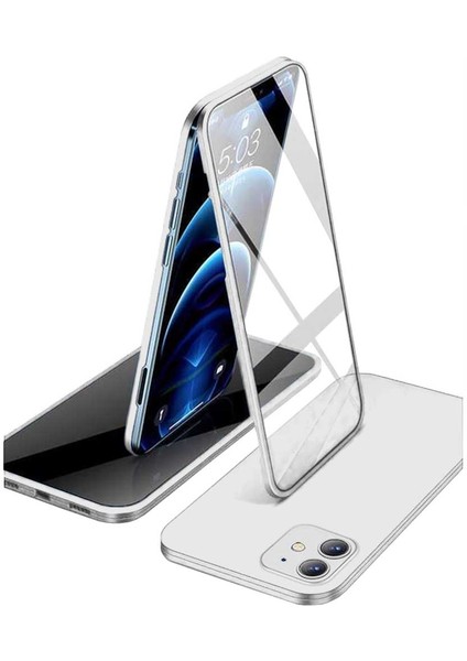 Apple iPhone 12 Uyumlu 360 Derece Tam Kaplayan Cam Kapak Kılıf