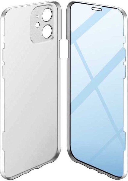 Apple iPhone 12 Uyumlu 360 Derece Tam Kaplayan Cam Kapak Kılıf