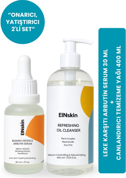 Canlandırıcı Cilt Temizleme Yağı + Leke Giderici Arbutin Serum - Cilt Bakım Seti