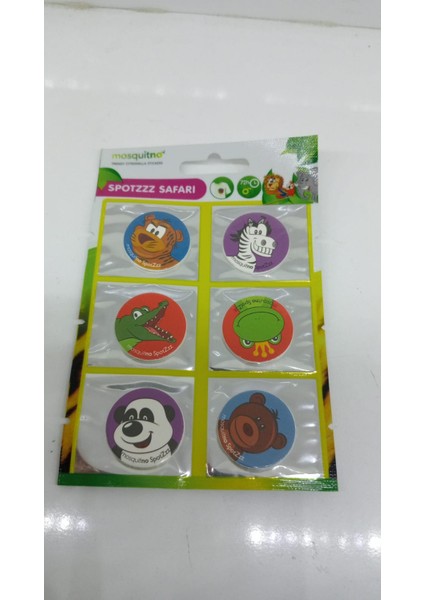 (Çocuk)Sivri Sinek Kovucu Mini Sticker 6 Lı Safari Figürlü