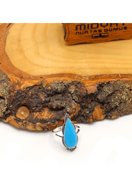 Firuze Taşlı Mekik Model 925 Ayar Gümüş Markazit Kadın Yüzük 201024225 modelleri