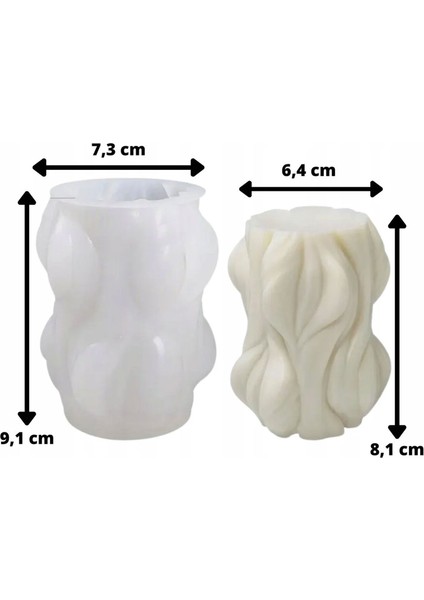 Silikon Büyük Dalga Mum Kalıbı Sütun Mum Kalıbı 9.1x7.3 cm