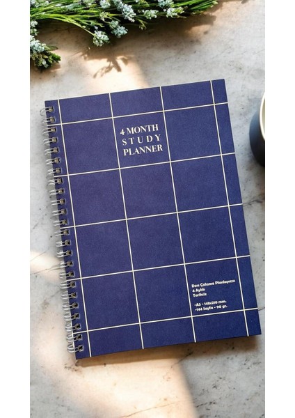 Tanıtım 4 Aylık Spiralli Tarihsiz Ders Çalışma Planlayıcısı, A5 Boyutu (Lacivert)