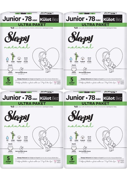 Külot Bebek Bezi Natural Beden: 5 (11- 18KG) Junior 312 Adet Avantaj Ultra Pk
