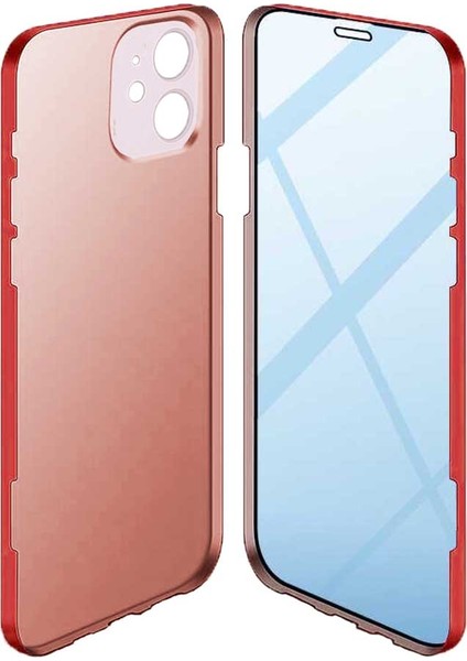 Apple iPhone 12 Uyumlu 360 Derece Tam Kaplayan Cam Kapak Kılıf