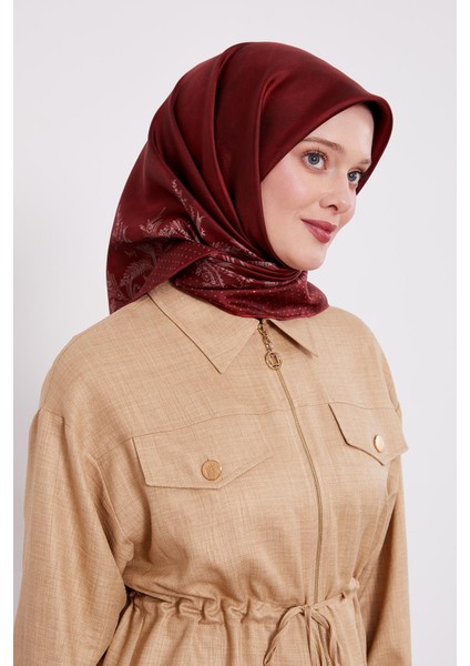 Bordo Kenar Benekli Twill Ipek Eşarp fiyatları