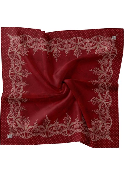 Bordo Kenar Benekli Twill Ipek Eşarp fırsatları