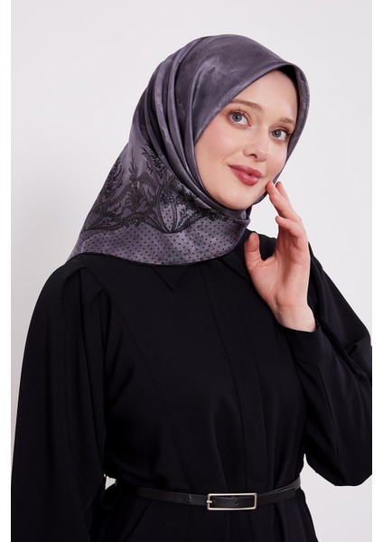 Füme Kenar Benekli Twill Ipek Eşarp fiyatları