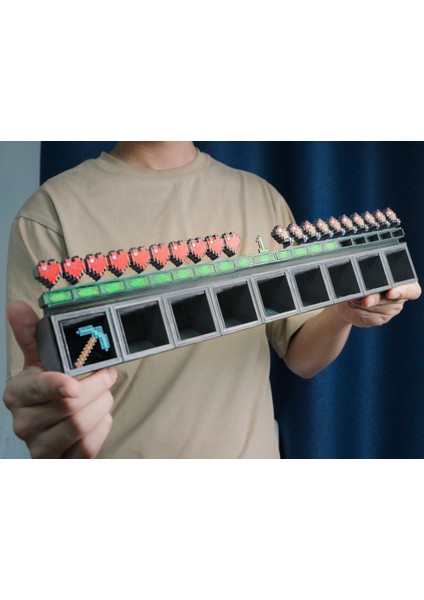 Minecraft Kalp ve Kazma Temalı Envanter Slotu 3D Baskı Masaüstü Süs / Dekorasyon fiyatları