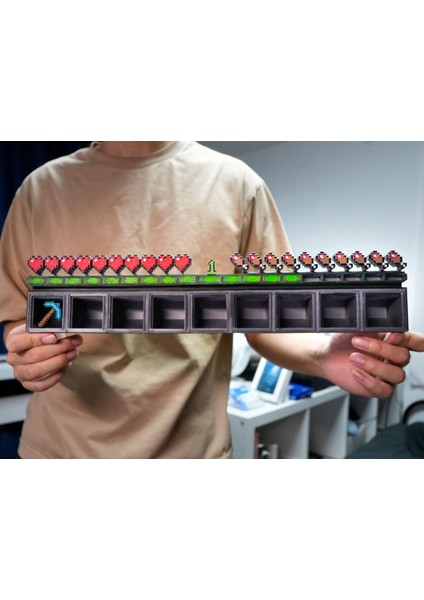 Minecraft Kalp ve Kazma Temalı Envanter Slotu 3D Baskı Masaüstü Süs / Dekorasyon modelleri
