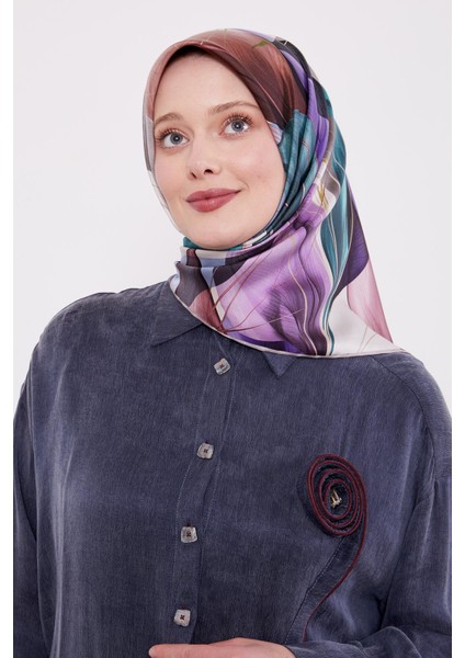 A.vizon Ince Yaprak Desen Twill Ipek Eşarp modelleri