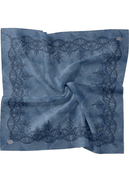 Mavi Kenar Benekli Twill Ipek Eşarp fırsatları
