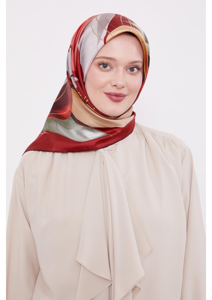 Bordo Ince Yaprak Desen Twill Ipek Eşarp modelleri