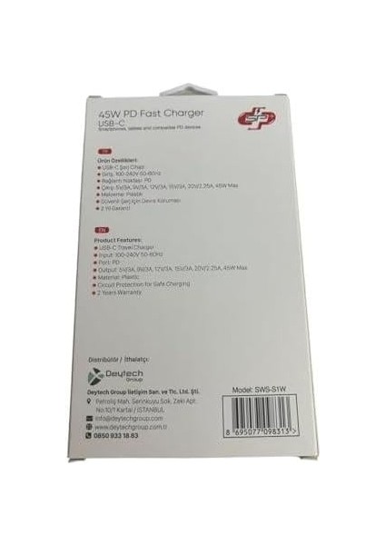 Swiss Power 45W Pd Hızlı Şarj Type-C Başlık SWS-S1W - Beyaz