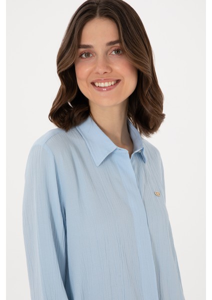 Kadın Açık Mavi Gömlek Desenli 50283570-VR003 fiyatları