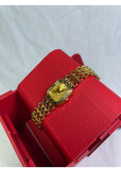 BS902025102A Retro Model Kare Kasa Zincirli Kordon Gold Kadın Kol Saati modelleri