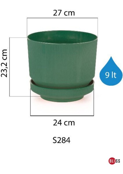 9 Litre Antrasit Dekoratif Lüks Saksı Iç Dış Mekan Tabaklı Plastik Çiçek Saksısı fiyatları