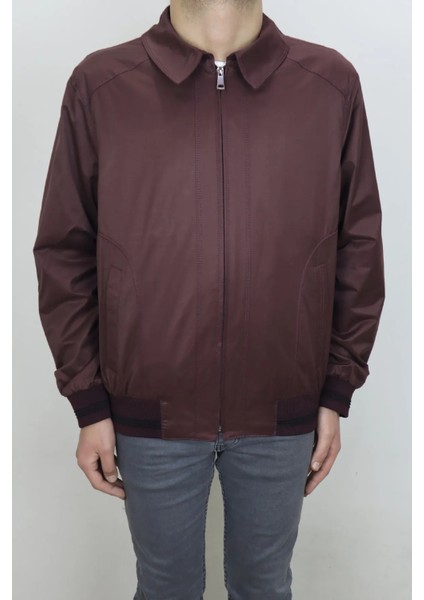 Fistan Store Erkek Bordo Ceket Yaka Klasik Kesim Rahat Kalıp Kolları Lastikli Yazlık Mont