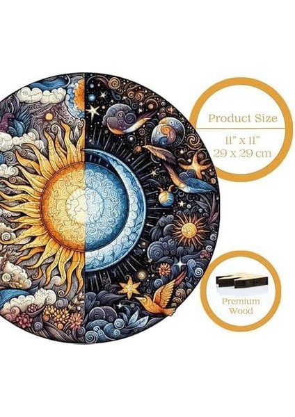 - Ahşap Puzzle Yetişkinler Için - Gün ve Gece Benzersiz Parçalı Puzzle - 252 Parça Ahşap Yapboz - Yapıştırıcı Folyo Dahil - Dekoratif Ahşap Puzzle - 29X29 cm - A1-05