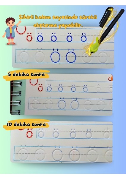 Sihirli Mutlu Kitaplar Alıştırma Seti 3-7 Yaş Okul Öncesi Aktivite Kitapları