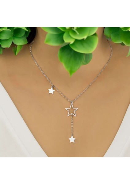 Kadın , Genç Yıldız Detaylı Gümüş Zincir Kolye modelleri