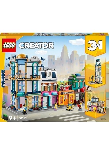 Creator 3’ü 1 Arada Ana Cadde 31141-9 Yaş ve Üzeri Çocuklar Için Oyuncak Bir Şehir, Art Deco Bina ve Alışveriş Caddesi Içeren Yaratıcı Oyuncak Yapım Seti (1459 Parça)