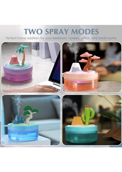 Manzara Temalı Hava Nemlendirici, 320ML Su Kapasitesi, USB Girişli, Sessiz Çalışma, Taşınabilir ve Dekoratif Tasarım (Sakura)