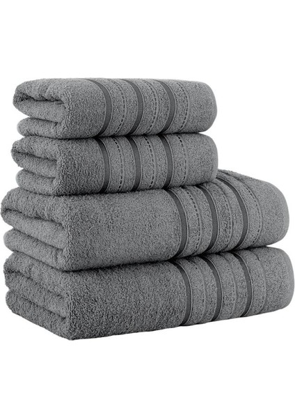 4 Lü Banyo Havlusu Seti Dora Gri - 70X140