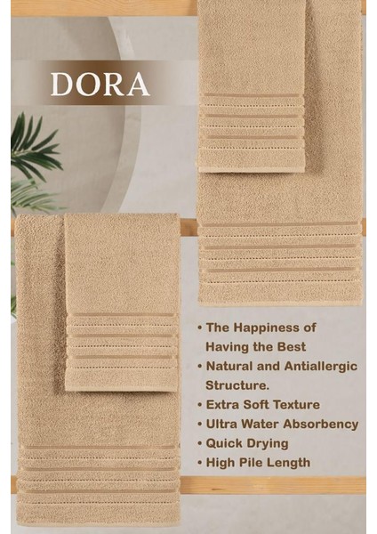 4 Lü Banyo Havlusu Seti Dora Bej - 70X140