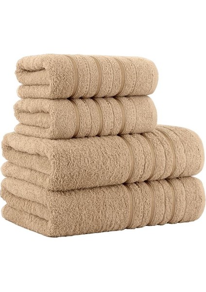 4 Lü Banyo Havlusu Seti Dora Bej - 70X140