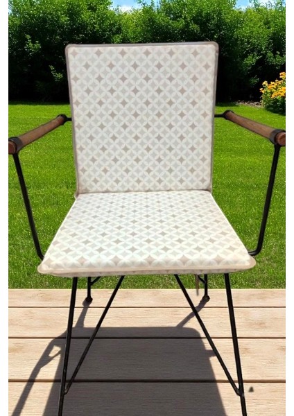 Duck Kumaş Bej Geometrik Desenli Sırtlı Sandalye Minderi fiyatları