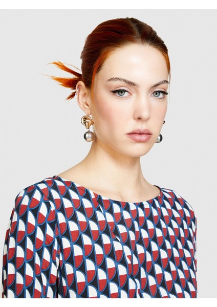 Sisley %100 Viskoz Tamamı Desenli Dik Yaka Uzun Kollu Elbise Kadın Mavi Elbise - 324P4UVWLV05F modelleri