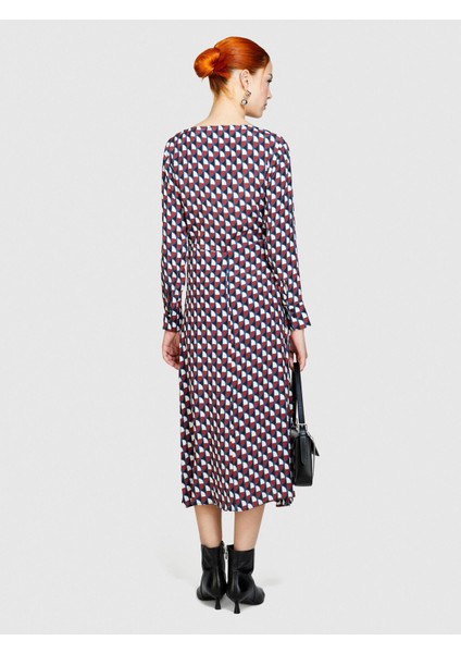 Sisley %100 Viskoz Tamamı Desenli Dik Yaka Uzun Kollu Elbise Kadın Mavi Elbise - 324P4UVWLV05F indirimleri
