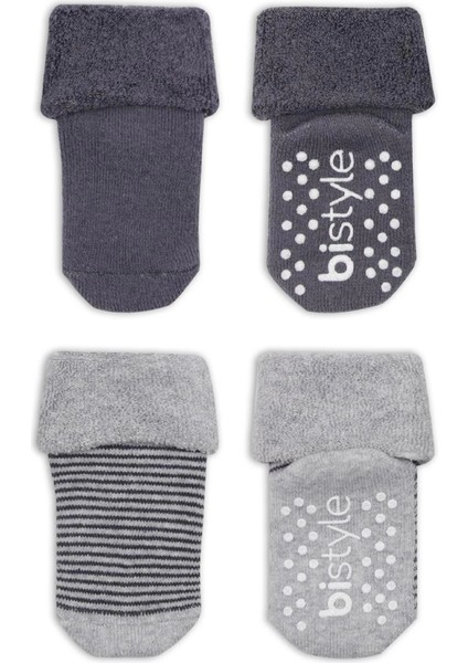 Bistyle Çemberli Kaymaz Havlu Soket Çorap 2'li BS10503 Gri-Antrasit fiyatları