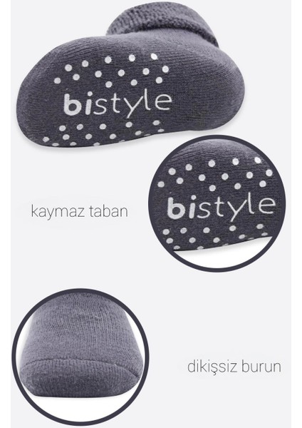 Bistyle Çemberli Kaymaz Havlu Soket Çorap 2'li BS10503 Gri-Antrasit fırsatları