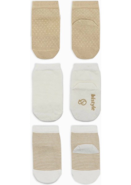 Bistyle Puanlı Kaymaz Penye Soket Çorap 3'lü BS10108 Bej fiyatları