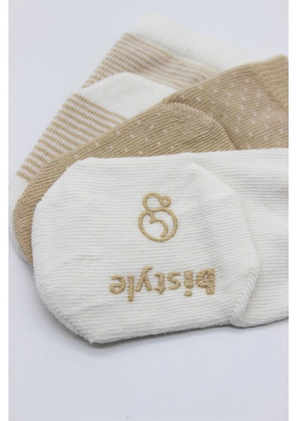 Bistyle Puanlı Kaymaz Penye Soket Çorap 3'lü BS10108 Bej modelleri