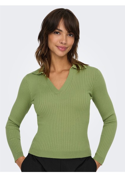 Only Onlnıma Lıfe Ls Polo Pullover cc Knt Kadın Yeşil Kazak - 15344231