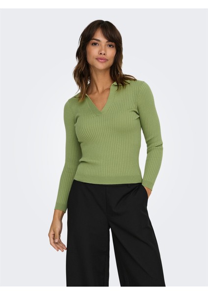 Only Onlnıma Lıfe Ls Polo Pullover cc Knt Kadın Yeşil Kazak - 15344231 fırsatları