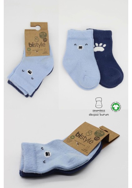 Bistyle Bear Penye Soket Çorap 2'li BS10116 Mavi indirimleri