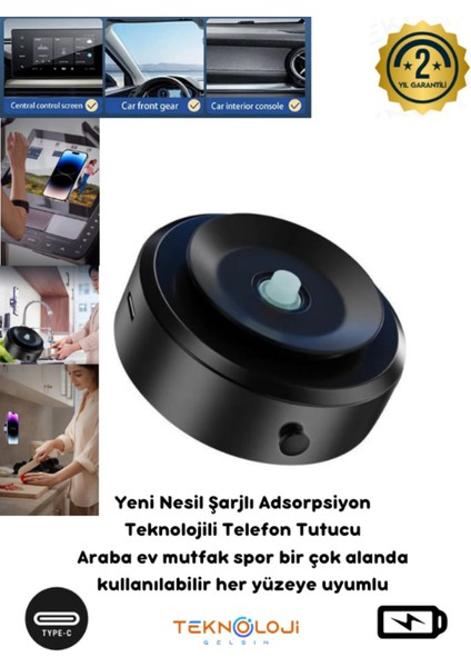 Vakumlu Mıknatıslı Araç Spor Ev Çok Kullanımlı Şarjlı Telefon Tutucu Çifttaraf Adsorpsiyon Teknoloji