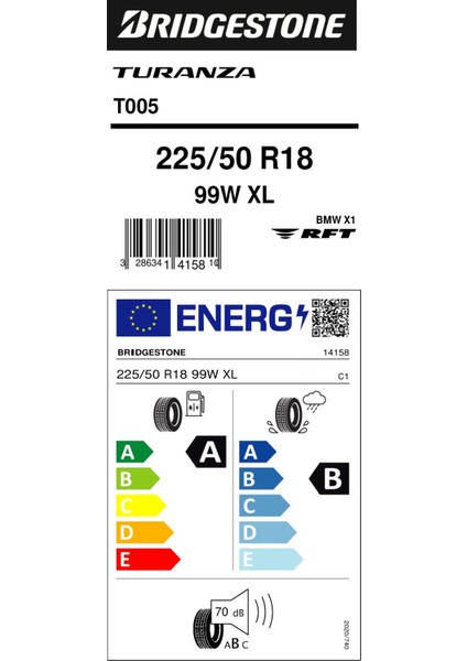 225/50 R18 99W Xl Rft Turanza T005 * Binek Oto Yaz Lastiği (Üretim Yılı:2024)