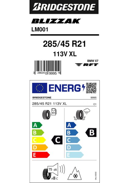 285/45R21 113V Xl Rft Blizzak LM001 4x4 Kış Lastiği (Üretim YILI:2023)