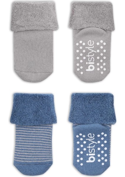 Bistyle Çemberli Kaymaz Havlu Soket Çorap 2'li BS10503 Indigo Gri fiyatları