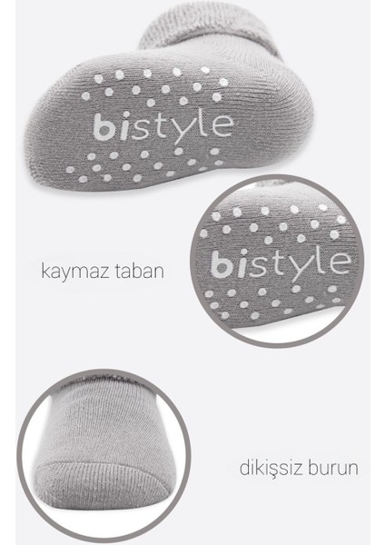 Bistyle Çemberli Kaymaz Havlu Soket Çorap 2'li BS10503 Indigo Gri fırsatları
