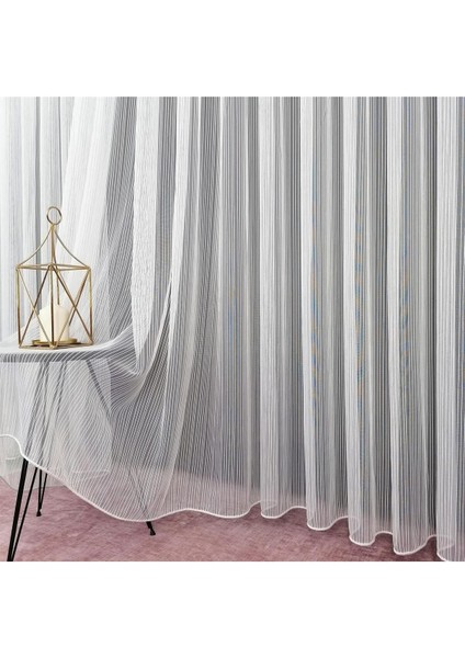 Lüks Zincir Desenli Çizgili Gramajlı Ütü Istemez Kırışmaz Sık Pile (En x Boy)