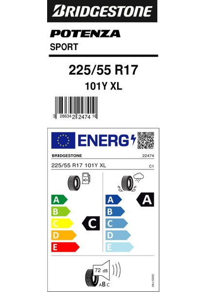 225/55 R17 101Y Xl Potenza Sport Binek Oto Yaz Lastiği (Üretim Yılı:2024) fiyatları